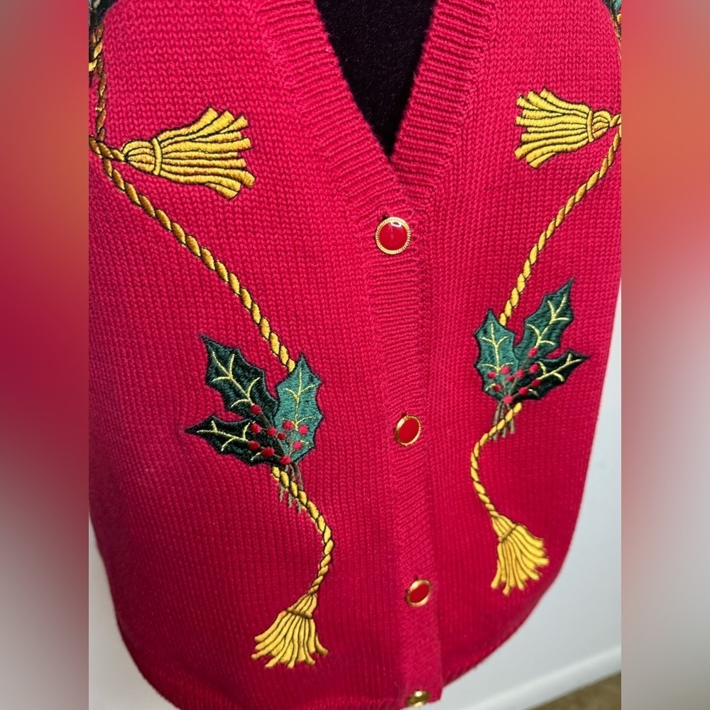 Vintage Charter Club simple Red Christmas Sweater Vest Hipster Preppy medium EUC - Picture 3 of 6